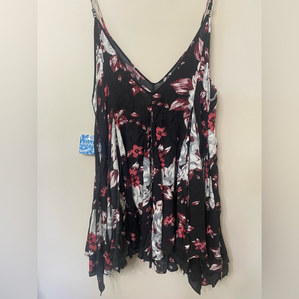 Free People Floral Black and Red Women's Top